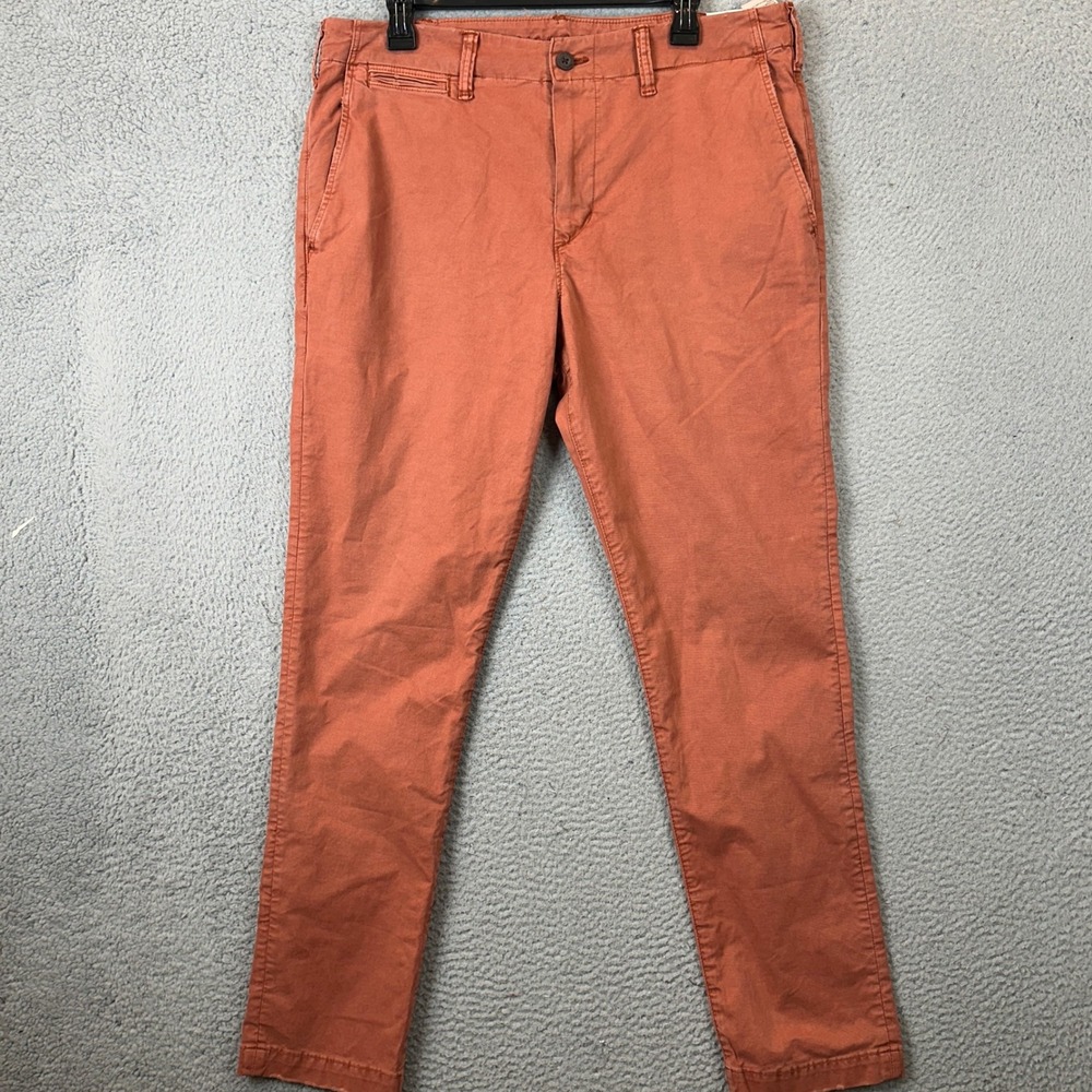 NEW American Eagle Flex Pants Men 34X32 Slim Lived-In Khakis Orange Chino Casual